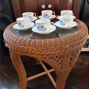 Set of 6 Vintage Limoges France Porcelaine LAFARGE "Lotus Blue" Cups & Saucers.